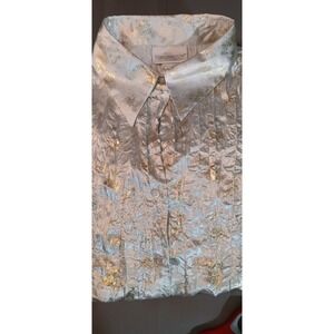 Worthington Womens‎ Blouse Gold Metallic  Xl 1X Button Up Fairy Y2k 90s Retro